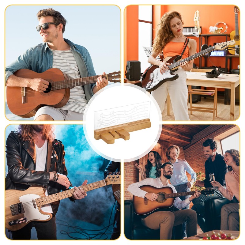 JIZZU Guitar Wall Mount, USB Powered LED Luminous Wooden Guitar