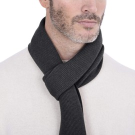 Cashmeren Men's 100% Cashmere Solid Color Winter Wrap Scarf, Ultimate Soft and Cozy 70" x 7" (Charcoal, One Size)
