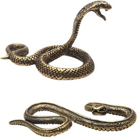 MHYGKTXRA 2pcs Miniature Snake Figurine, Brass Snake Figurines, Retro Snake Statue Ornament, Mini Micro Garden Landscaping Decoration