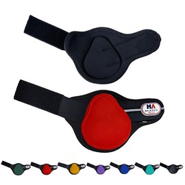 Majestic Ally Horse Leg Protection Fetlock and Tendon Boots Set, PU Shell, Neoprene Lining, Hook and Loop Closures, Multiple Colors and Sizes (Fetlock Boots, Red, Full)