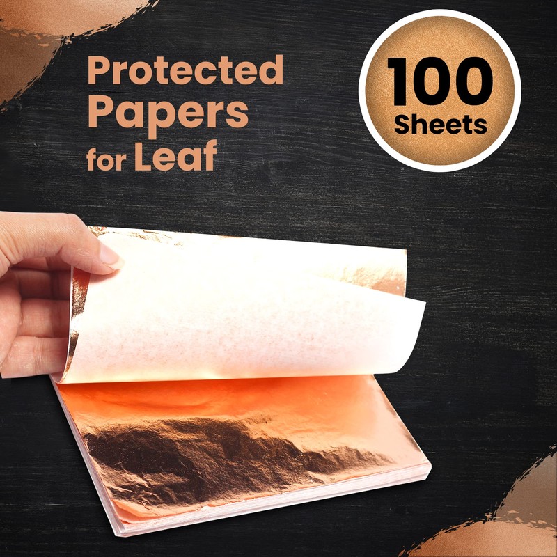 KraftiSky Copper Leaf Sheets - 100 Real Copper Foil Leaves