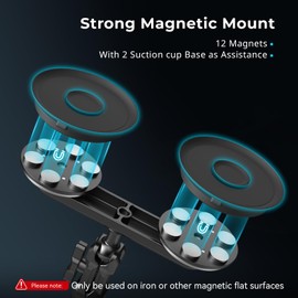 SMALLRIG 2-in-1 Dual Magnetic Suction Cup Mount for Gopro, Car Camera Mount Outside for Action Cameras, with Anti Deflection Pin Ball Head Magic Arm 4467