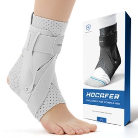 Hocafer Ankle Brace for Women & Men - Ankle Support Sprained Ankle Brace for Achilles,Tendon,Sprain,Injury Recovery,Ankle Support Brace for Running, Basketball, Football (Grey,XL,Right)