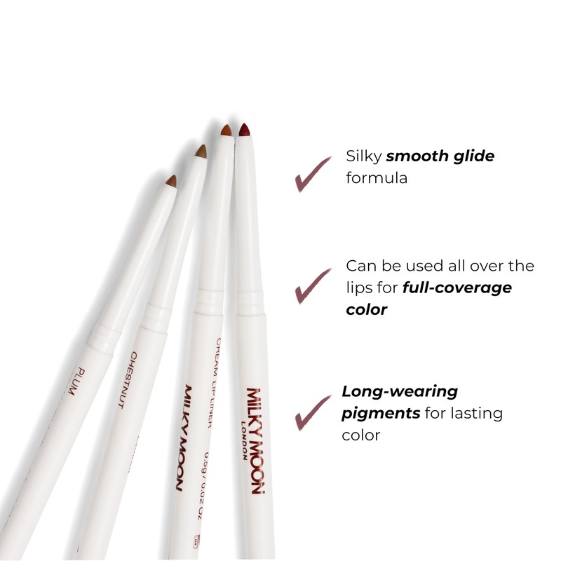 Milky Moon London Smooth Glide Cream Lip Liner, Rich Pigment,