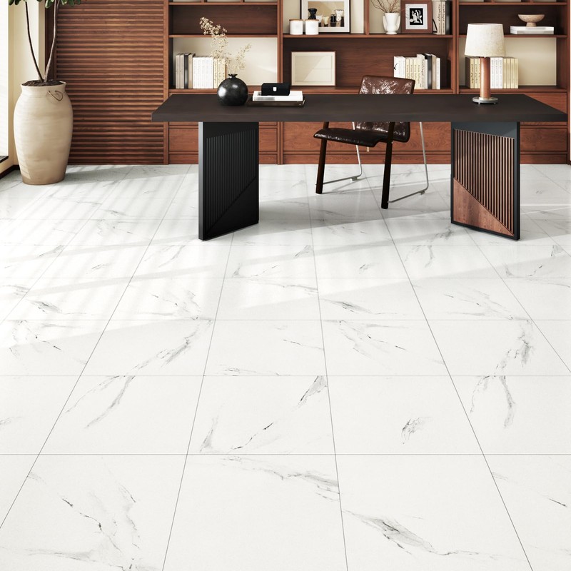 Wallderful 20 Pack Marble Peel and Stick Floor Tile White
