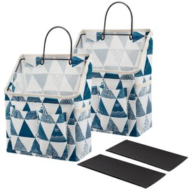 LYroo 2 Pack Wall Hanging Storage Bag Wall Hanging Organizer Basket with Pockets for Bathroom Bedroom Kitchen Dorm Room Essentials Rv Storage and Organization (Blue Triangle)