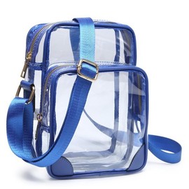 Fashion World See Thru Multi Compartment Crossbody Bag - COLOR: ROYAL BLUE, SIZE: one