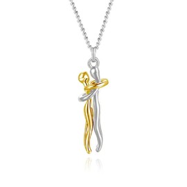 COLORFUL BLING Affectionate Hug Necklace for Couples, Individuals in a Relationship (Gold and Silver)