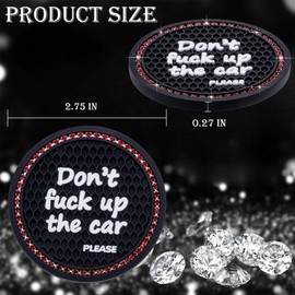 MEAJOO 2PCS Bling Crystal Rhinestone Cup Holder Coaster – 2.75 Inch Anti-Slip Auto Insert Cup Coaster – Sparkling Interior Decor Accessories for Cars & Vehicles(Black & Red)