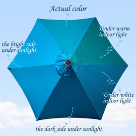 Blissun 7.5 ft Solar Umbrella 18 LED Lighted Patio Umbrella Table Market Umbrella with Tilt and Crank Outdoor Umbrella for Garden, Deck, Backyard, Pool and Beach (Cerulean)