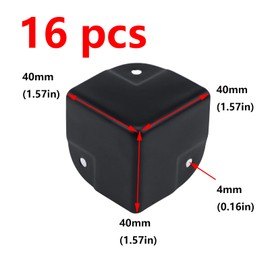 Antrader 16Pcs Black Metal Corner Protector,1.57" Box Edge Guard Protector,Metal Cabinets Speaker Corners Protector(40×40×40mm)