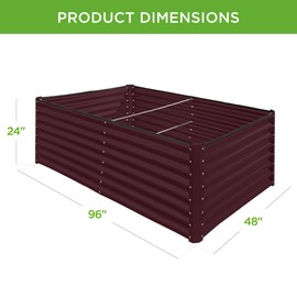 Best Choice Products 8x4x2ft Outdoor Metal Raised Garden Bed, Deep Root Planter Box for Vegetables, Flowers, Herbs, and Succulents w/ 478 Gallon Capacity - Burgundy