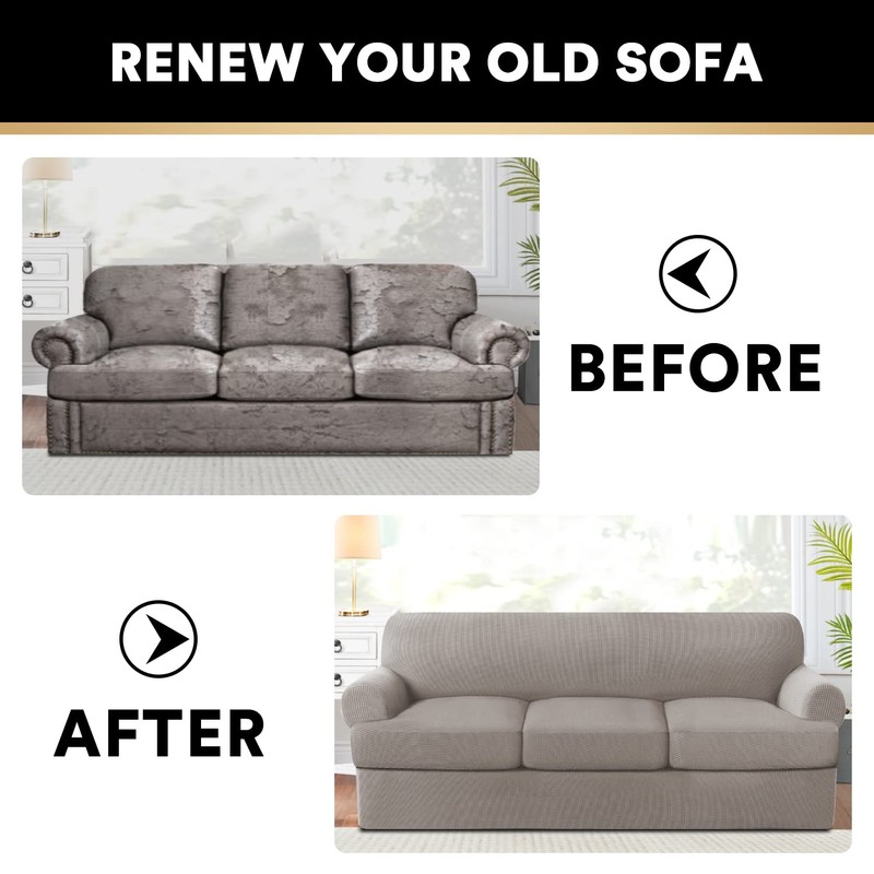 PrinceDeco T Cushion Sofa Slipcover 4 Pieces Sofa Covers for