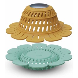 Drain Hair Catcher, 2 Pack Silicone Foldable Drain Protector for Pop-Up & Regular Drains of Shower Bathtub Tub Bathroom Sink (Yellow, Green)