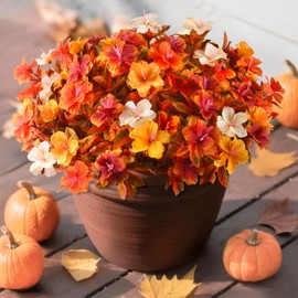 Hommyea Artificial Fake Fall Flowers for Outdoor Decor 8 Bundles UV Resistant Artificial Plants Outdoor Look Real Faux Silk Autumn Flowers for Porch Planters Garden Yard Decorations