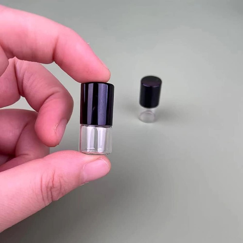 Mozff 12Pcs 1ml Mini Glass Roll on Bottles Roller Refillable
