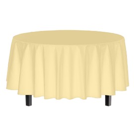 4-Pack Light Yellow Plastic Table Cloth - 84-Inch Round Disposable Tablecloth for Parties - Round Tablecloth - Disposable Table Cloths for Parties - Plastic Table Cover for Picnics - Exquisite