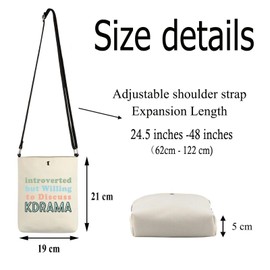 ENSIANTH Funny Kdrama Gifts for Women Introverted But Willing to Discuss Kdrama Crossbody Bag with Adjustable Shoulder Strap (241021 Kdrama crossbody)