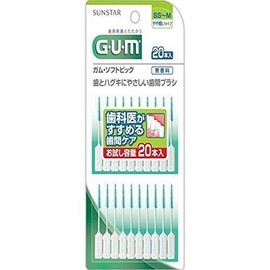 Sunstar Gum Soft Picks, Unscented, SS - M, Slightly Thin Type, Pack of 20
