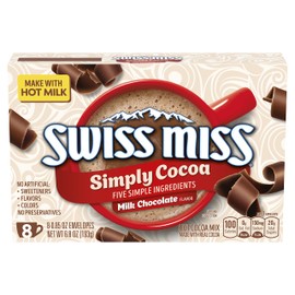 Swiss Miss Simply Cocoa Milk Chocolate Flavored Hot Cocoa Mix, Hot Cocoa Bar Supplies, 0.85 oz., 8-Count Envelopes (12 Boxes)
