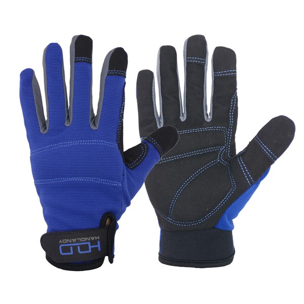 HANDLANDY Mens Work Gloves Touch Screen, Synthetic Leather Utility Gloves,