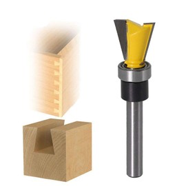 1/4” Shank Carbide Dovetail Joint Bearing Router Bit, 5/8" Diameter Top Flush Trim Pattern Template Router Bit, Mounted Bearing Guide Woodworking Milling Cutter Tool (1/4"x5/8")
