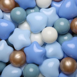 GOGOSO Star Ball Pit Balls for Toddlers - Large Shaped Plastic Balls for Baby Ball Pits, Play Tent, Baby Pool, Water Toys, 100 pcs, Light Blue