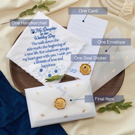 TRULIVA Something Blue for Bride on Wedding, Mother to Daughter Wedding Gifts, Wedding Handkerchief Happy Tears (To My Daughter)