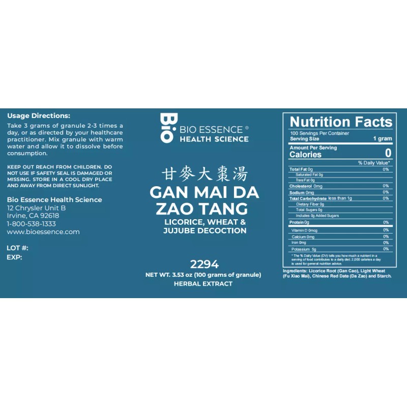 Bio Essence Health Sicecce 2294 Gan Mai Da Zao Tang/Licorice,
