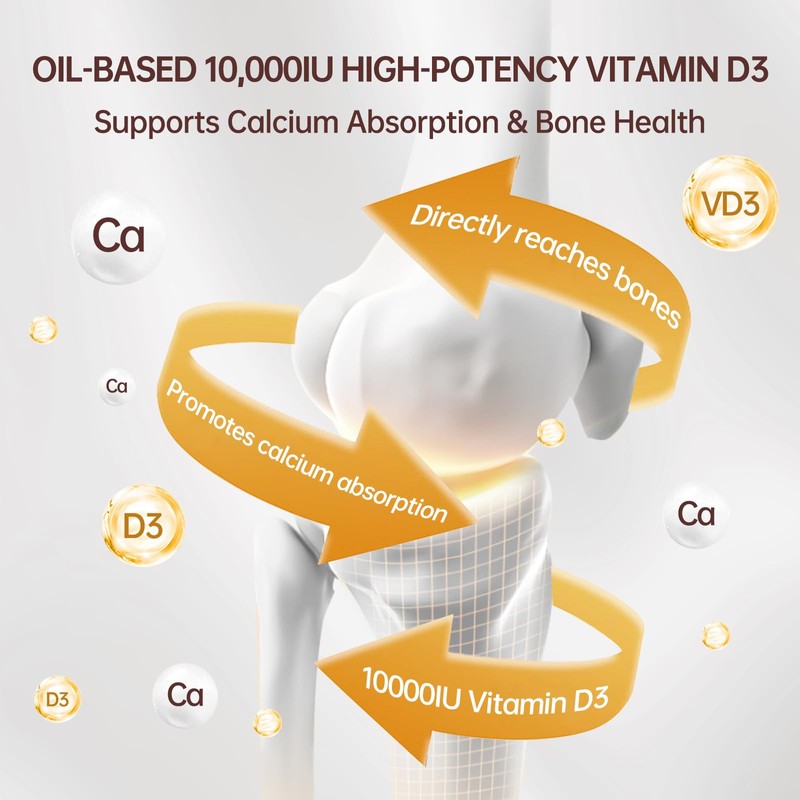 QVQ 300 Pcs 2 in 1 Vitamin D3 10000 iu