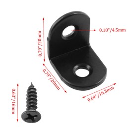 Rierdge 32 Pcs Black Corner Brace L Bracket, 20mm Stainless Steel Right Angle Brackets, Metal Joint Right Angle Bracket for Wood, Furniture, Shelves with Screws (3/4 Inch Black)