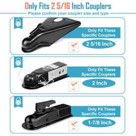 NenNicht Trailer Hitch Lock, Anti Theft Trailer Coupler Lock Fits 1-7/8", 2" and 2-5/16"-Inch Couplers, Heavy Duty Steel Trailer Safety Lock with Secures Safety Chains Fits Trailers Trucks Rvs