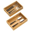 Silverware Tray for Drawer, Stackable Kitchen Bamboo Drawer Organizer 9"