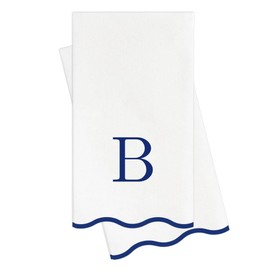 Stxy's - Toallas de monograma para invitados, 40 toallas de mano con letras – Azul marino letra B – Servilletas decorativas con monograma B festoneadas decorativas, servilletas desechables de cena