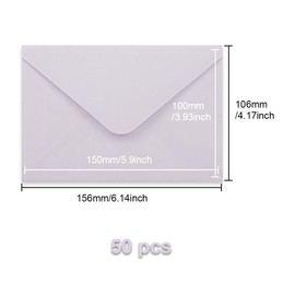 WYAN Mini Envelopes - Pack of 50 15 x 10 cm Light Purple Envelopes, Christmas Envelopes for Gift Cards, Greeting Cards, Weddings, Business, Invitations (Cards Excluded)
