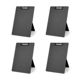 Rodarola Desktop Document Holder for Typing Clipboard, Paper Holder Stand for Desk When Typing Copy Holder Foldable Stand Clipboard 9 x 13 Inch (Black, 4 Pack)
