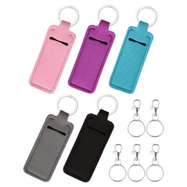 Meiiy Lip Balm Sleeve Pouch Chapstick Holder With Clip Lipstick Lip Gloss Holder Stocking Stuffers Gift for Women (5pcs)