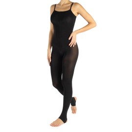 CALZITALY Full Suit, Women's Tights Catsuit, Opaque Leggings, High Waist Leggings, Dance and Skating Suit, 80 Denier, Made in Italy, black