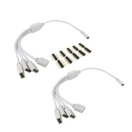 HUABLUE Pack of 2 White 5-Pin LED Splitter Cable Y Splitter Cable LED Strip Connector for 1 to 4 SMD 5050 3528 RGBW LED Strip (30 cm)