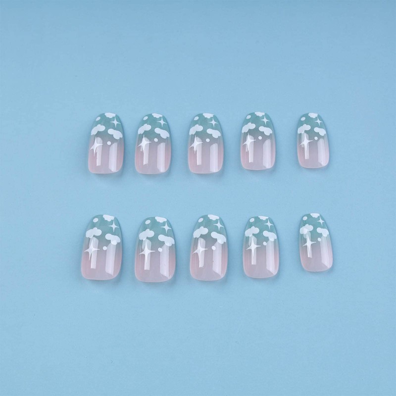 Cimenexe Gradient Press on Coffin Nails Gradient Cloud Artificial Fingernails