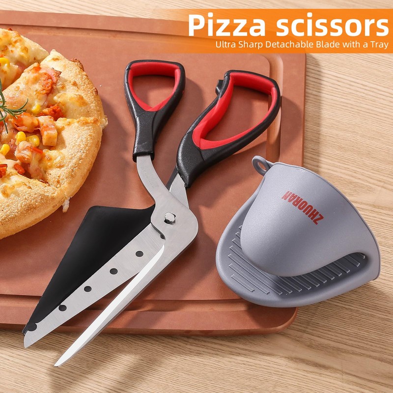 Pizza Scissors, Pizza Cutter with Shovel, Food-Grade Sharp Stainless Steel