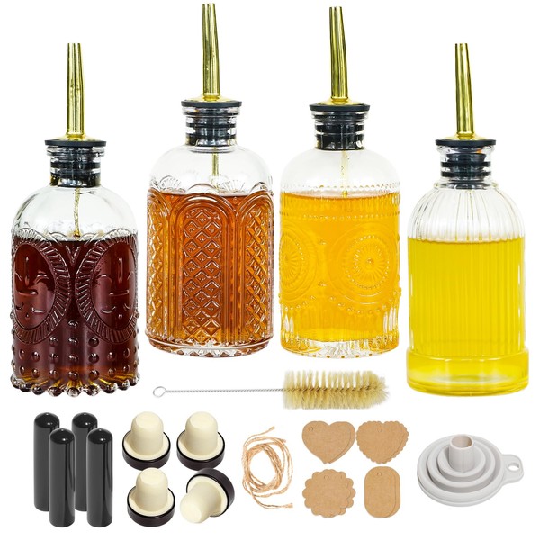 Oudizz 4pcs Coffee Syrup Dispenser for Coffee Bar, 7oz Simple