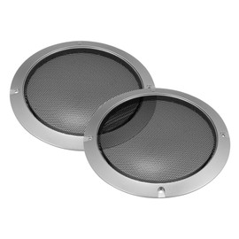 X AUTOHAUX Pack of 2 Car Speakers Grill Cover Round Grate 6.5 Inches Silver Tone