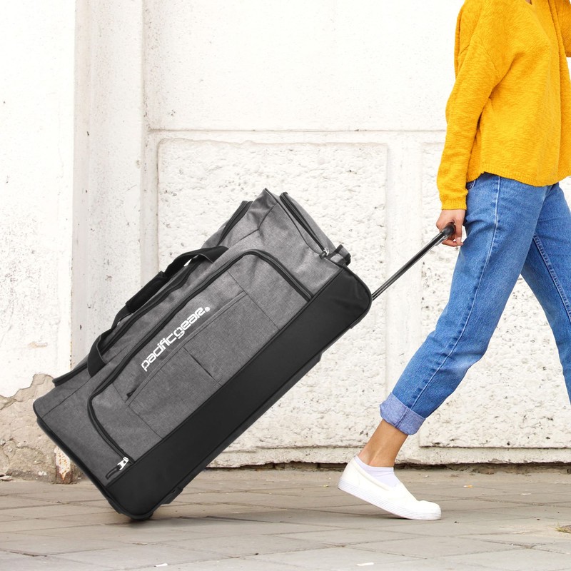 Pacific Gear Wheeled Rolling Duffel Bag, Durable Design, Telescoping Handle,