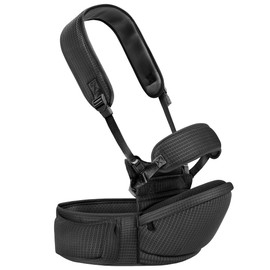 Baby Hip Carrier - Hip Carrier for Baby with Baby Safety Strap - Toddler Carrier 7-45 lbs - Ergonomic Infant Holder Baby Carrier with Hip Seat Large Capacity Pockets(Black)