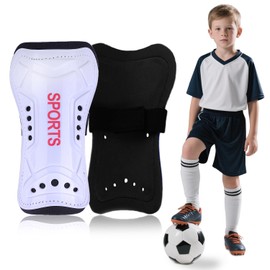 Youth Soccer Shin Guards for Kids Shin Pads Child Calf Protective Gear Protective Soccer Equipment for Boys Girls Children 3-15 Years Old (White, Size M)