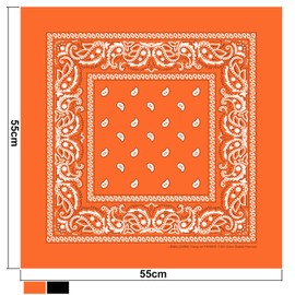 Karl Loven Bandana, Neckerchief, Headscarf, Original Paisley Pattern, Bikers’ Headwear, Hair Scarf, Wrist Bandana, 100% Cotton, Premium Quality for Women, Men, orange