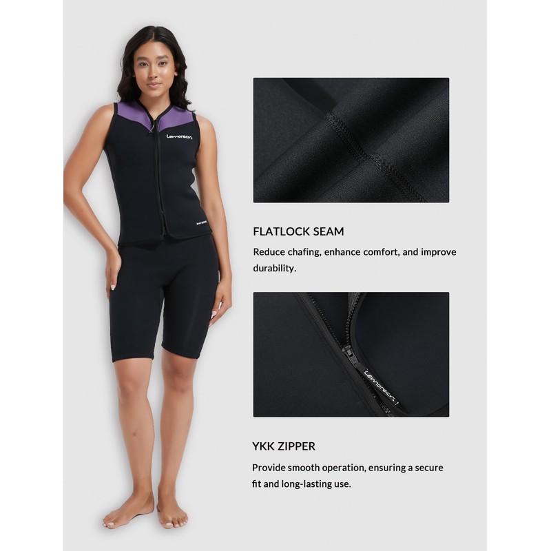 Lemorecn Wetsuit Top Women, 3mm Sleeveless Neoprene Wet Suit Tops