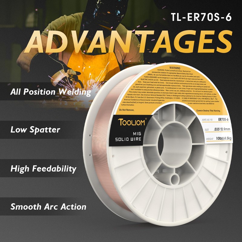 TOOLIOM ER70S-6 .035"(0.9 mm) Mild Steel MIG Solid Welding Wire