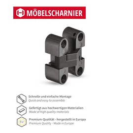 Gedotec Pot Hinge Invisible Door Hinge Cabinet Door Furniture Hinge for Box Door - H1964 | Black Burnished Brass | Cabinet Hinge for Inlet Wood | 11 x 33 mm | Pack of 2 - Door Hinge for Furniture